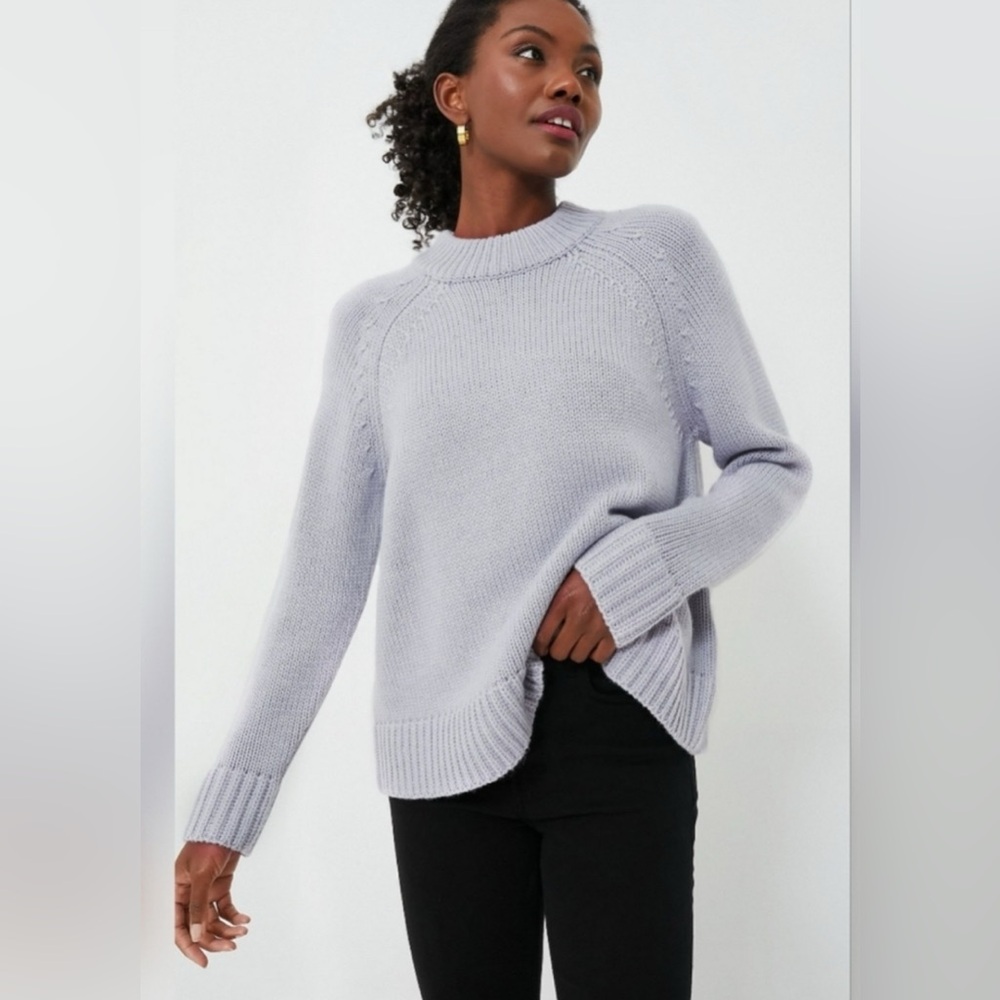 Tuckernuck Claude rolled crew neck Lilac color sweater spring pastel size Small